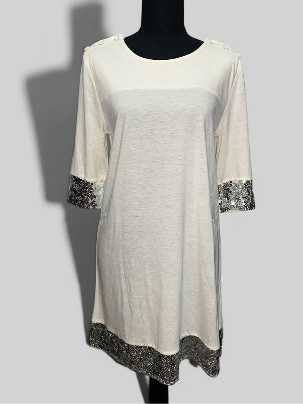 Juicy Couture White Tunic with Silver Sequin Trim